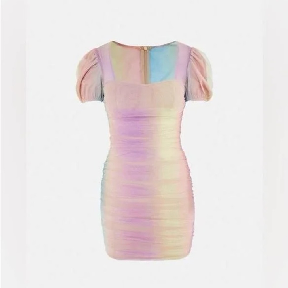 Missguided Pastel Multicolor Ruched Mini Dress